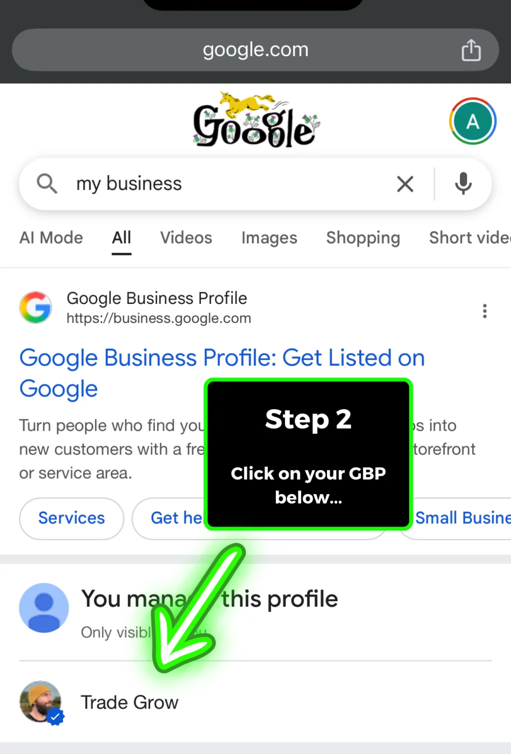 Step 2: Search my business