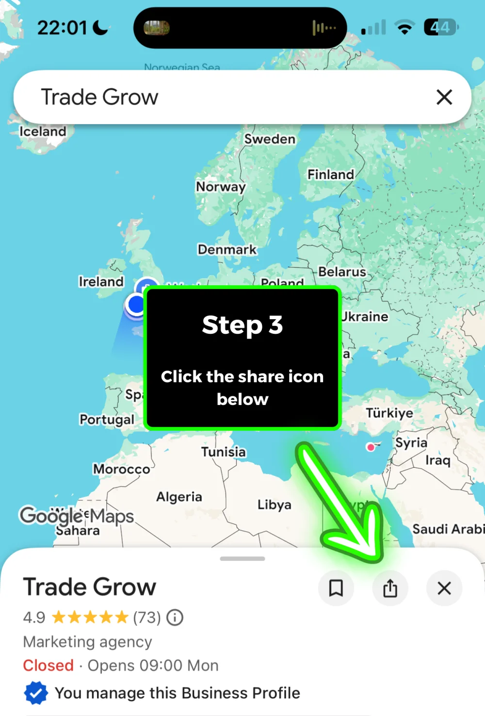 Step 3: Tap share